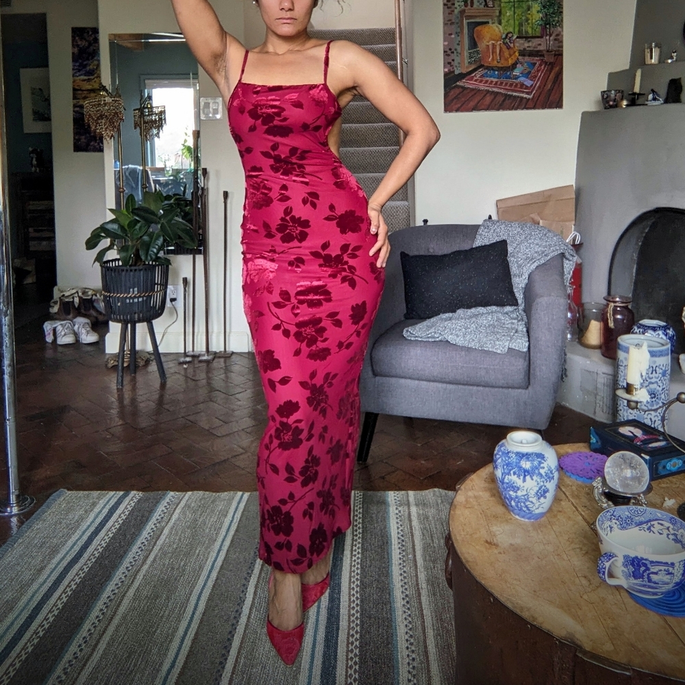 Garage Red Bodycon Maxi Dress Spaghetti Strap